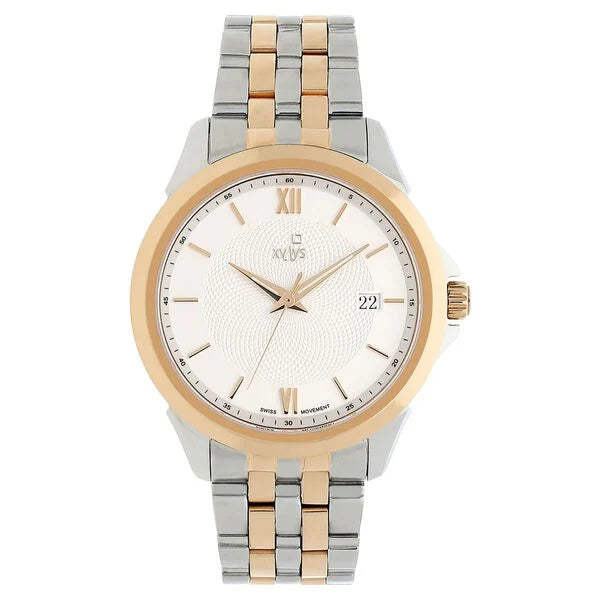 Xylys Swiss Analog with Date Two Toned Stainless Steel Strap White Dial Watch For Men 40020km01e