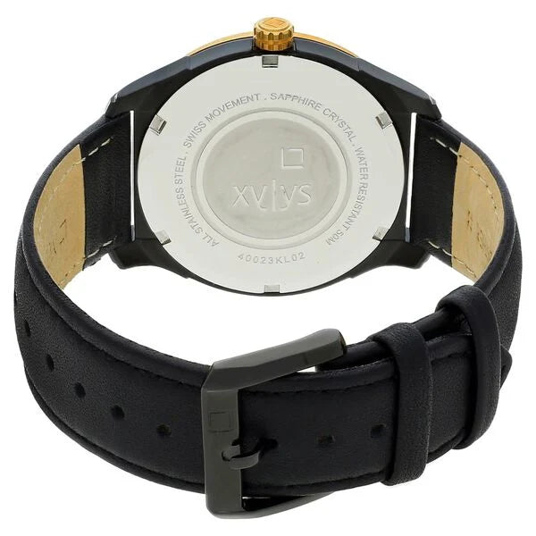 Xylys Swiss Analog with Day Date Black Leather Strap Black Dial Watch For Men 40023kl02e - KRISHNA WATCH COMPANY