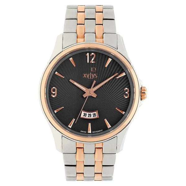 Xylys Quartz Analog with Date Grey Dial Two Toned Stainless Steel Strap Watch For Men 40025km01e - KRISHNA WATCH COMPANY