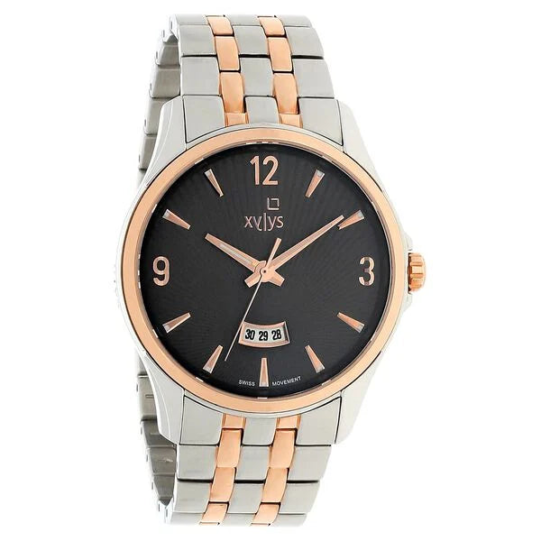 Xylys Quartz Analog with Date Grey Dial Two Toned Stainless Steel Strap Watch For Men 40025km01e - KRISHNA WATCH COMPANY