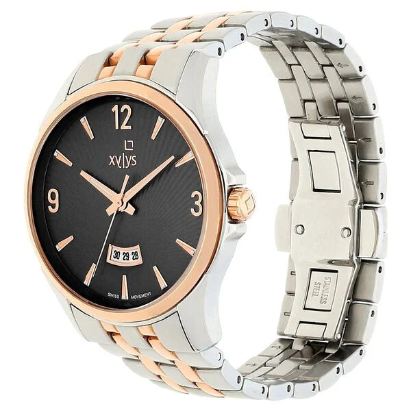 Xylys Quartz Analog with Date Grey Dial Two Toned Stainless Steel Strap Watch For Men 40025km01e - KRISHNA WATCH COMPANY