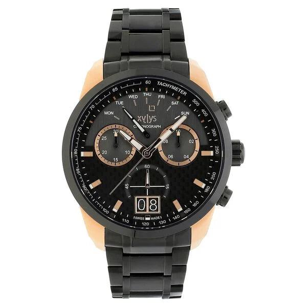 Xylys Quartz Chronograph Grey Dial Black Stainless Steel Strap Watch For Men 40027km02 - KRISHNA WATCH COMPANY
