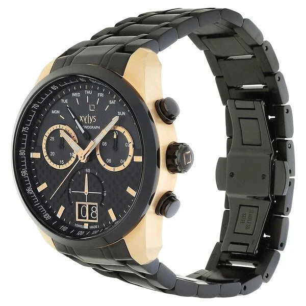 Xylys Quartz Chronograph Grey Dial Black Stainless Steel Strap Watch For Men 40027km02 - KRISHNA WATCH COMPANY