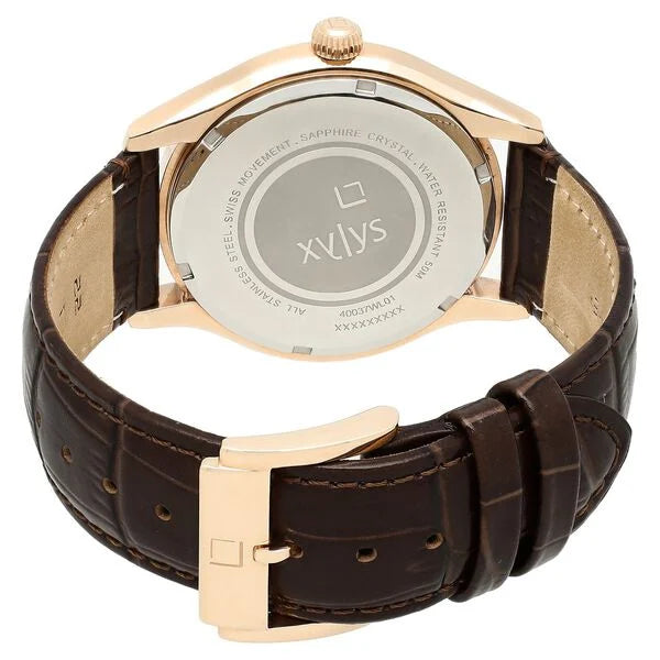 Xylys Swiss Analog with Date Brown Leather Strap Beige Dial Watch For Men 40037wl01e - KRISHNA WATCH COMPANY