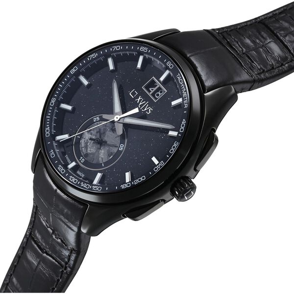 Xylys Swiss Chronograph Black Leather Strap Aventurine Dial Watch For Men 40043nl01 - KRISHNA WATCH COMPANY