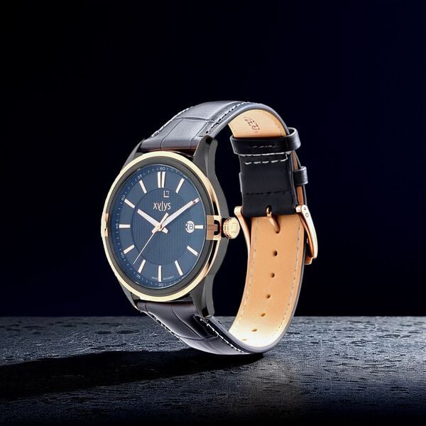 Xylys Swiss Analog Leather Strap Black Dial Watch for Men 40048kl02e - KRISHNA WATCH COMPANY