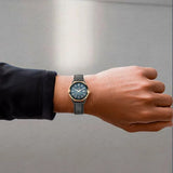 Xylys Swiss Analog Leather Strap Black Dial Watch for Men 40048kl02e