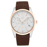 Xylys Swiss Multifunction Brown Leather Strap White Dial Watch For Men 40052kl01e