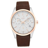 Xylys Swiss Multifunction Brown Leather Strap White Dial Watch For Men 40052kl01e