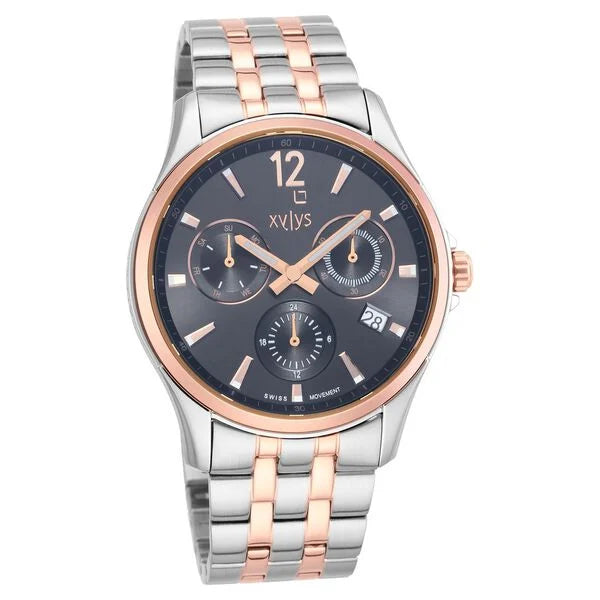 Xylys Classic Multifunction Grey Dial Two Toned Stainless Steel Strap Watch For Men 40054km01e - KRISHNA WATCH COMPANY