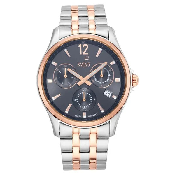 Xylys Classic Multifunction Grey Dial Two Toned Stainless Steel Strap Watch For Men 40054km01e - KRISHNA WATCH COMPANY