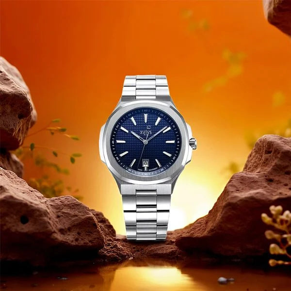 Xylys Integra Swiss Analog Stainless Steel Blue Dial Watch for Men nt40058sm01e - KRISHNA WATCH COMPANY