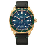 Xylys Quartz Analog Green Dial Black Leather Strap Watch For Men 40065kl02e
