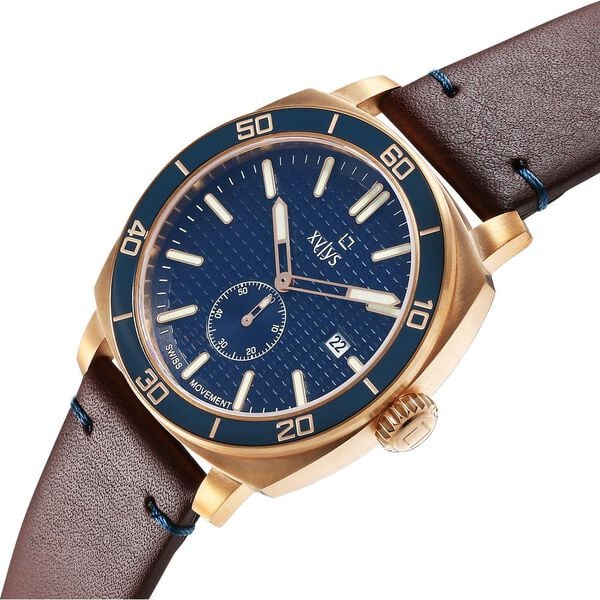 Xylys Quartz Analog Blue Dial Brown Leather Strap Watch For Men 40065kl03e - KRISHNA WATCH COMPANY