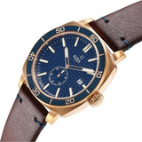 Xylys Quartz Analog Blue Dial Brown Leather Strap Watch For Men 40065kl03e