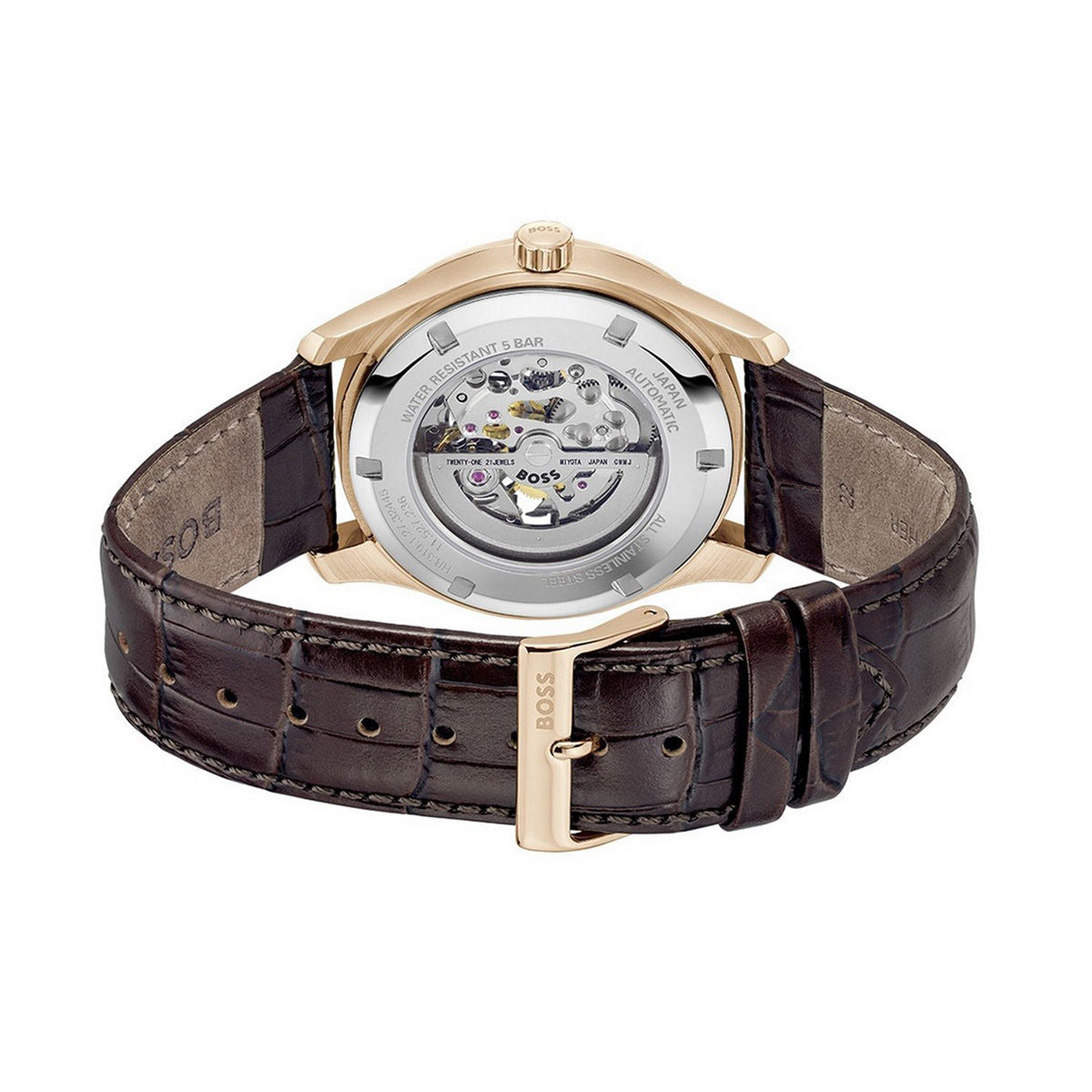 Boss Men Principle Skeleton Grey Round Dial Analog Watch - 1514253 - KRISHNA WATCH COMPANY