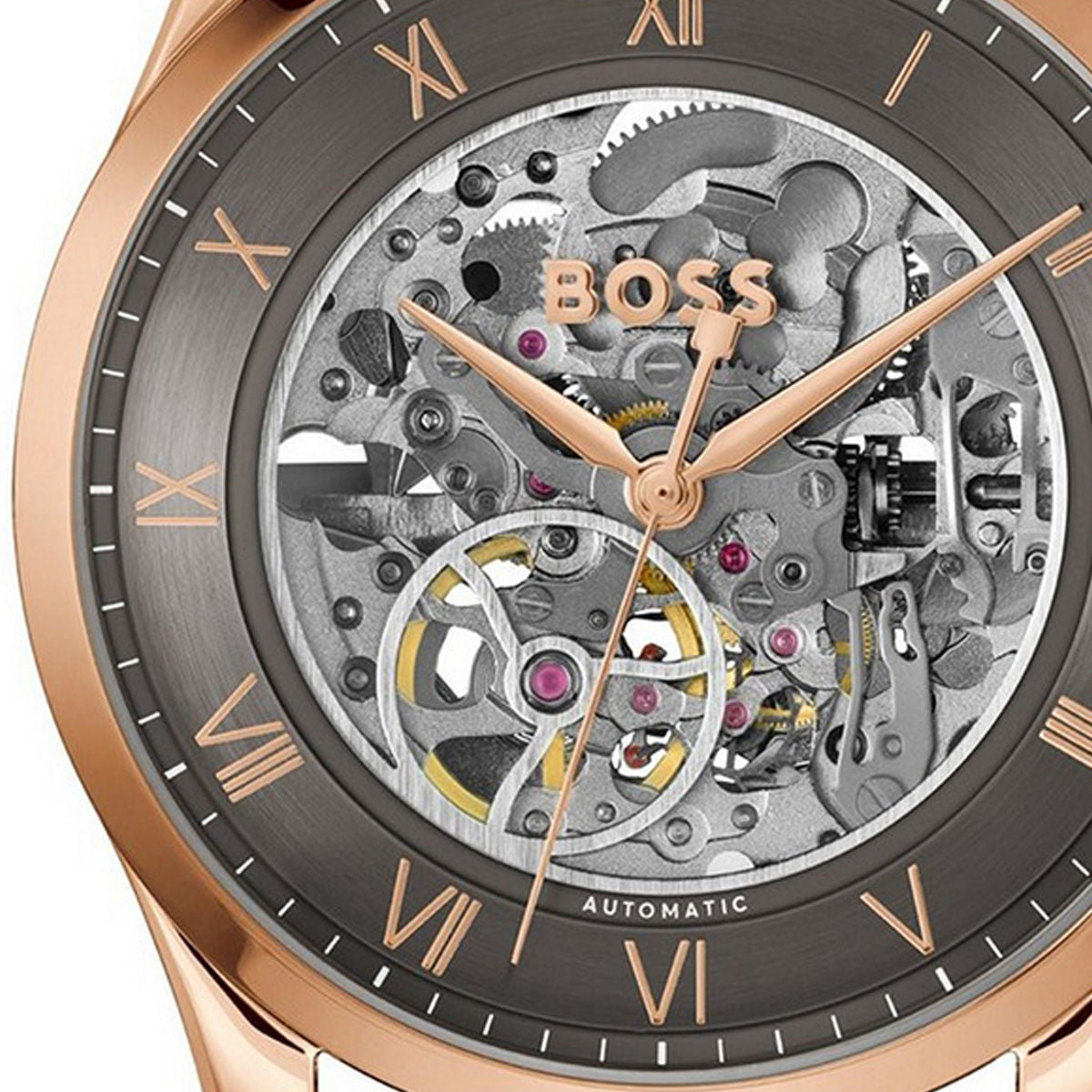 Boss Men Principle Skeleton Grey Round Dial Analog Watch - 1514253 - KRISHNA WATCH COMPANY
