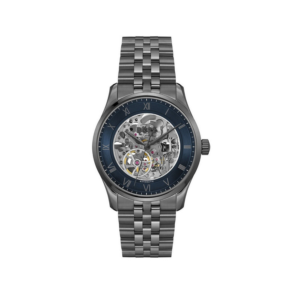 Boss Men Principle Skeleton Blue Round Dial Analog Watch - 1514254 - KRISHNA WATCH COMPANY