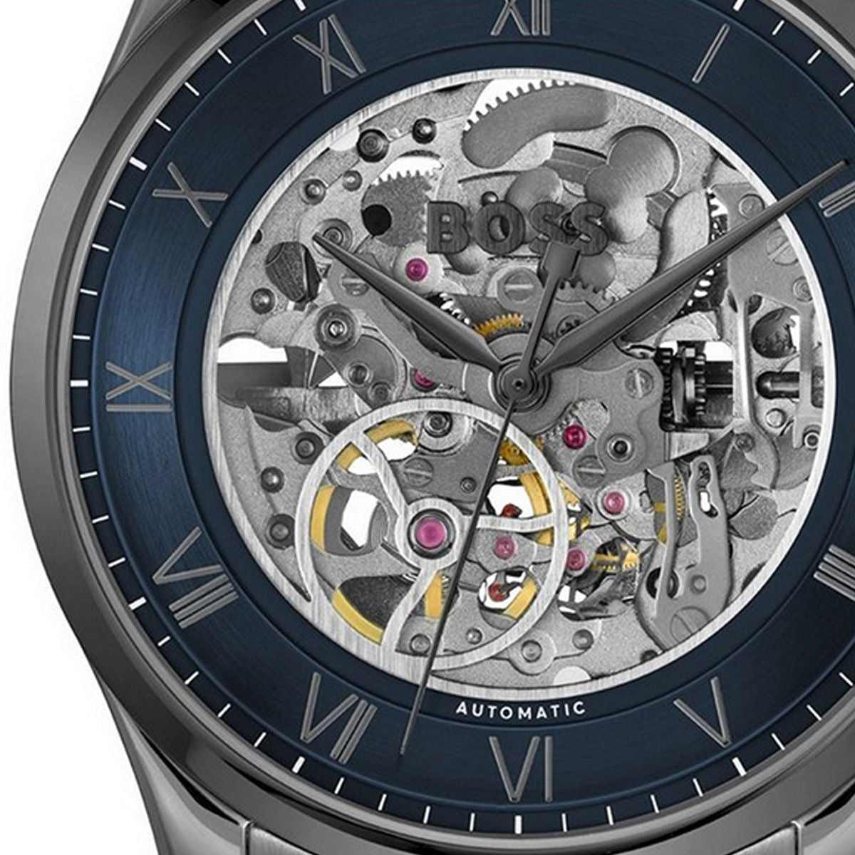 Boss Men Principle Skeleton Blue Round Dial Analog Watch - 1514254 - KRISHNA WATCH COMPANY