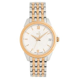Xylys Swiss Analog with Date Two Toned Stainless Steel Strap White Dial Watch for Women 45012km01e - KRISHNA WATCH COMPANY