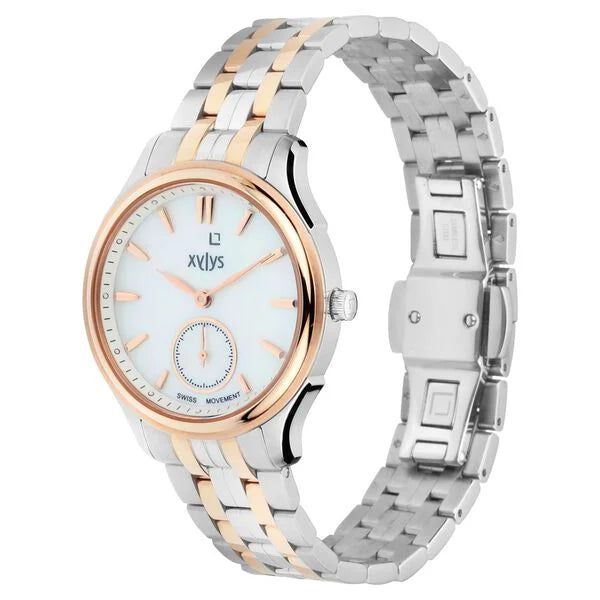 Xylys Swiss Analog Two Toned Stainless Steel Strap Mother of Pearl Dial Watch For Women 45016km01e - KRISHNA WATCH COMPANY