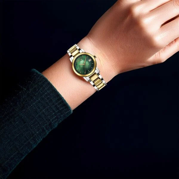 Xylys Ethereum Swiss Analog Stainless Steel Green Dial Watch for Women 45021bm01e - KRISHNA WATCH COMPANY