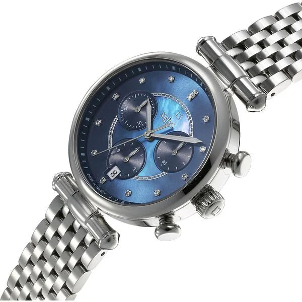 Xylys Quartz Chronograph Blue Dial Silver Stainless Steel Strap Watch For Women 45025sm02e - KRISHNA WATCH COMPANY