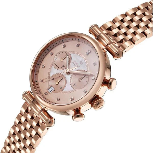 Xylys Quartz Chronograph Rose Gold Dial Rose Gold Stainless Steel Strap Watch For Women 45025wm01e - KRISHNA WATCH COMPANY