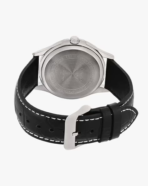 Black Leather - Men's Watch ENTICER MTP-1381L-1AVDF (A844) - KRISHNA WATCH COMPANY