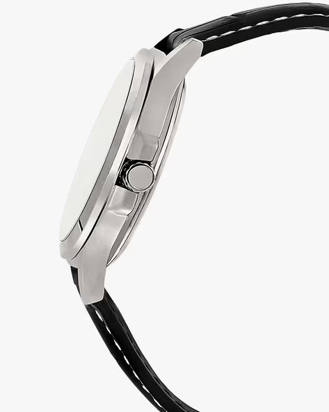 Black Leather - Men's Watch ENTICER MTP-1381L-1AVDF (A844) - KRISHNA WATCH COMPANY