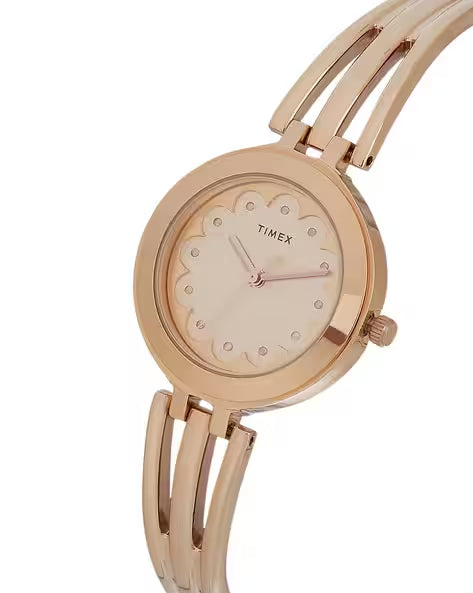 Timex Women Rose Gold Round Analog Brass Dial Watch- TWTL10312 - KRISHNA WATCH COMPANY