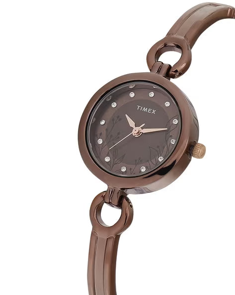 Timex Women Brown Round Analog Brass Dial Watch - TWEL11438 - KRISHNA WATCH COMPANY