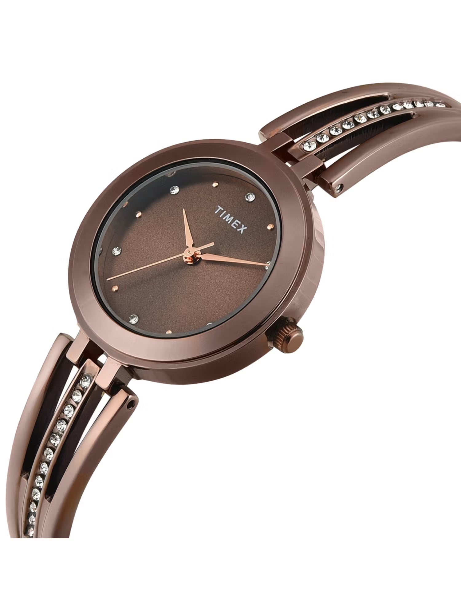 Timex Women Brown Round Analog Brass Dial Watch- TWTL10313 - KRISHNA WATCH COMPANY