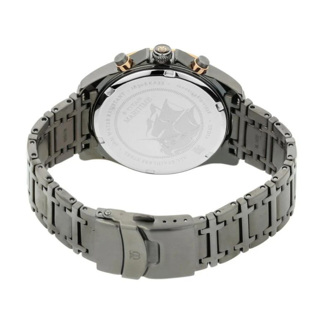 Titan Maritime Anthracite Chronograph Stainless Steel Strap watch for Men NS1830KM01 - KRISHNA WATCH COMPANY