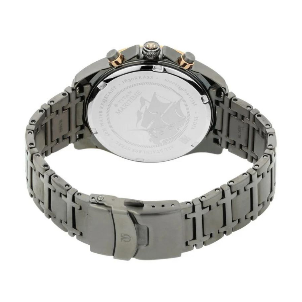 Titan Maritime Anthracite Chronograph Stainless Steel Strap watch for Men NS1830KM01 - KRISHNA WATCH COMPANY