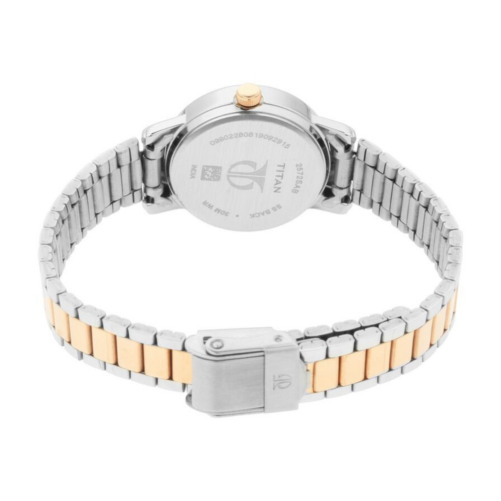Titan Quartz Analog with Date White Dial Stainless Steel Strap Watch for Women 2572KM01 - KRISHNA WATCH COMPANY
