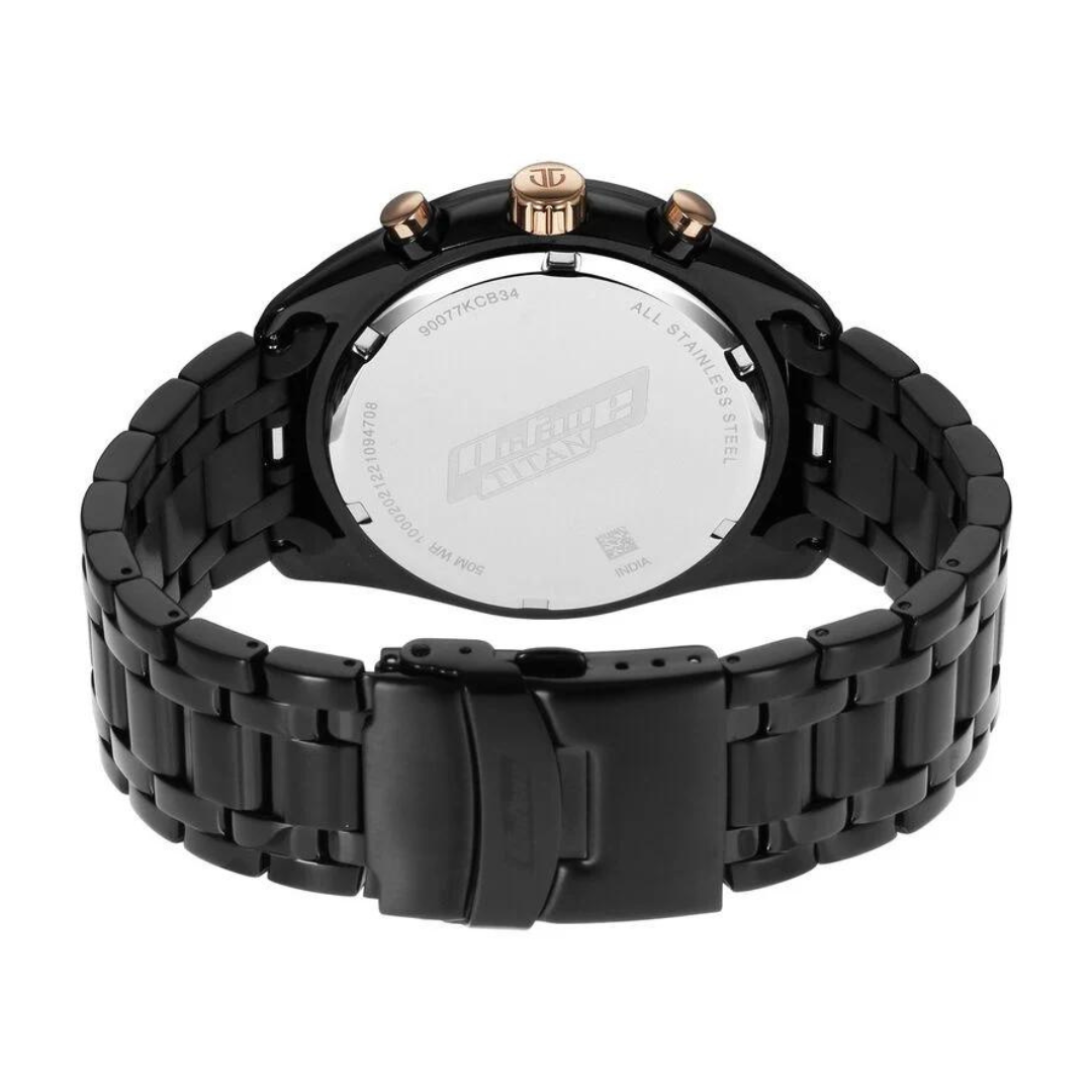 Titan Octane Black Dial Chronograph Watch for Men 90077KM04 - KRISHNA WATCH COMPANY