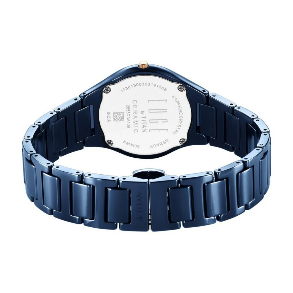 Titan Edge Ceramic Blue Dial Analog Ceramic Strap watch for Women 2653QC03 - KRISHNA WATCH COMPANY