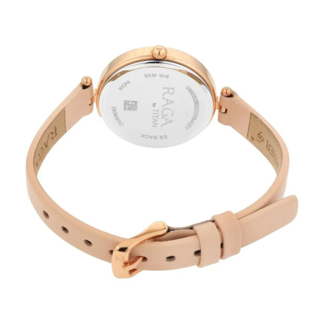 Titan Raga Women's Blossom Elegance Pastel Pink Dial & Leather Grace Watch 2606WL02 - KRISHNA WATCH COMPANY