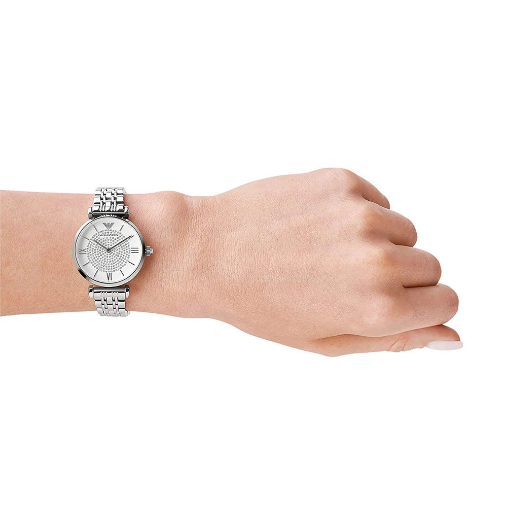 EMPORIO ARMANI ANALOG WHITE DIAL WOMEN'S WATCH-AR1925 - KRISHNA WATCH COMPANY