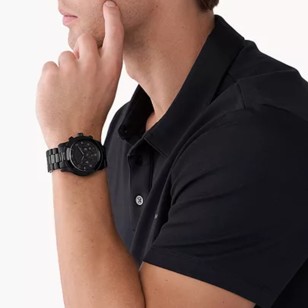 Michael Kors Runway Chronograph Black Stainless Steel Watch - MK9073 - KRISHNA WATCH COMPANY