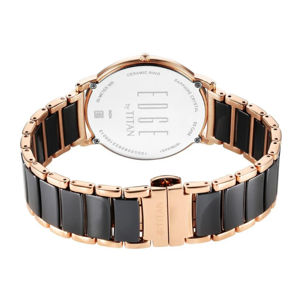 Titan Edge Fusion Quartz Analog Black Dial Black Steel & Ceramic Strap Watch for Men 1878KD03 - KRISHNA WATCH COMPANY