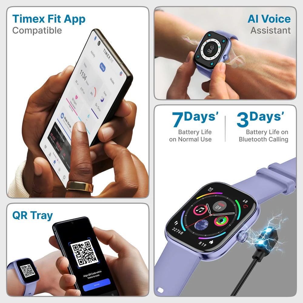 Timex iConnect Arc 2.01 inches (5.1 cm) Display with BT Calling Smartwatch For Unisex - TWIXW1403T - KRISHNA WATCH COMPANY
