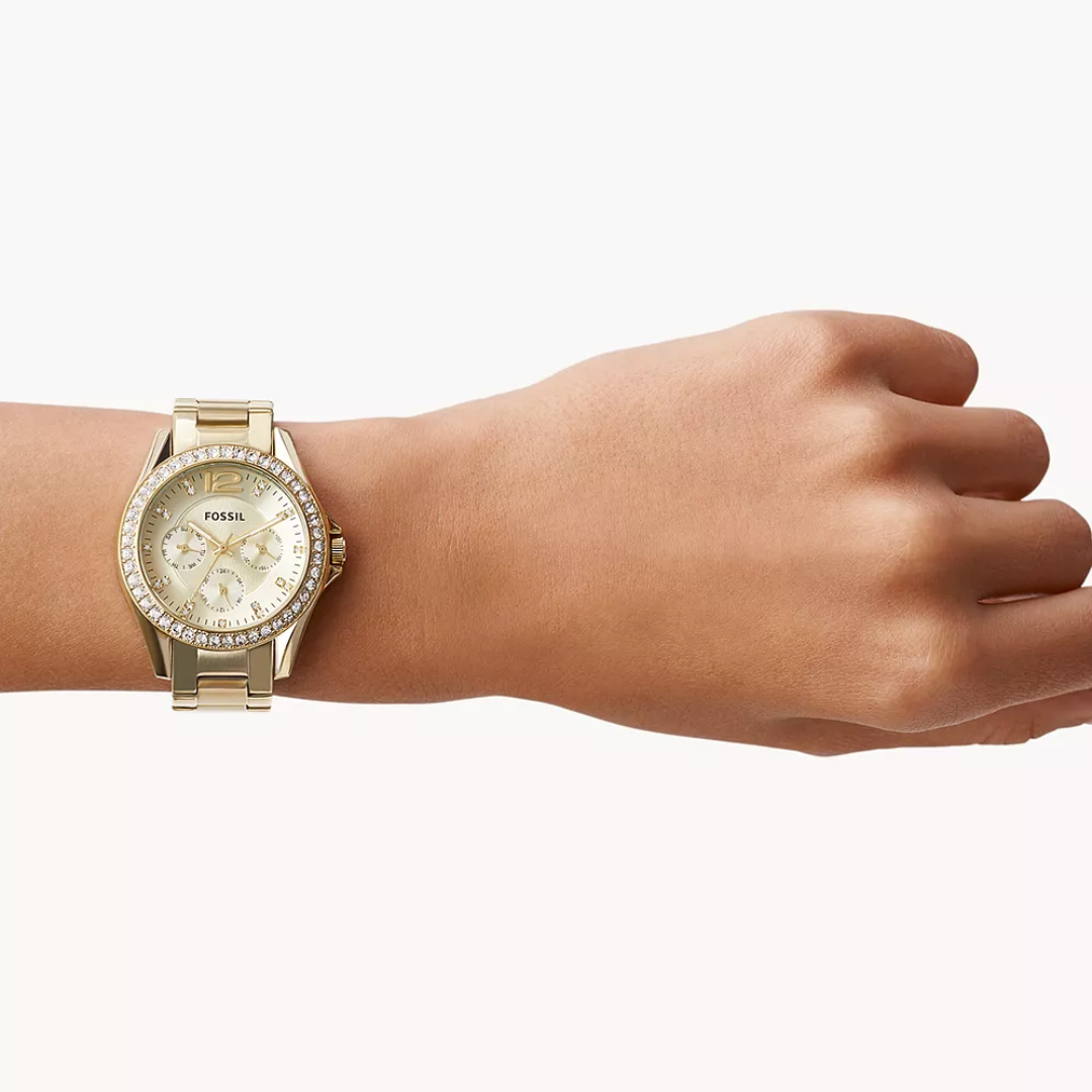 Fossil Riley Multifunction Gold-Tone Stainless Steel Watch - ES3203 - KRISHNA WATCH COMPANY
