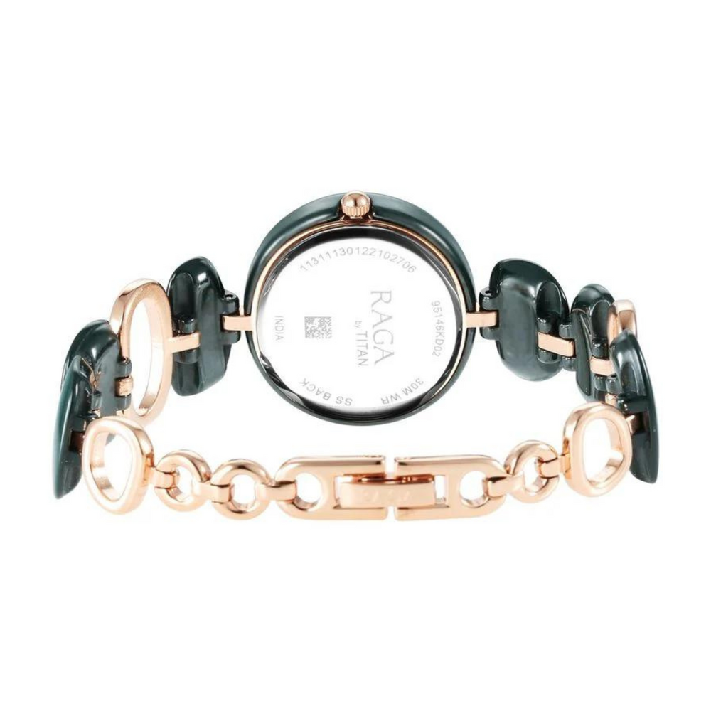 Titan Raga Ceramics Green Dial Analog Watch for Women - 95146KD02 - KRISHNA WATCH COMPANY