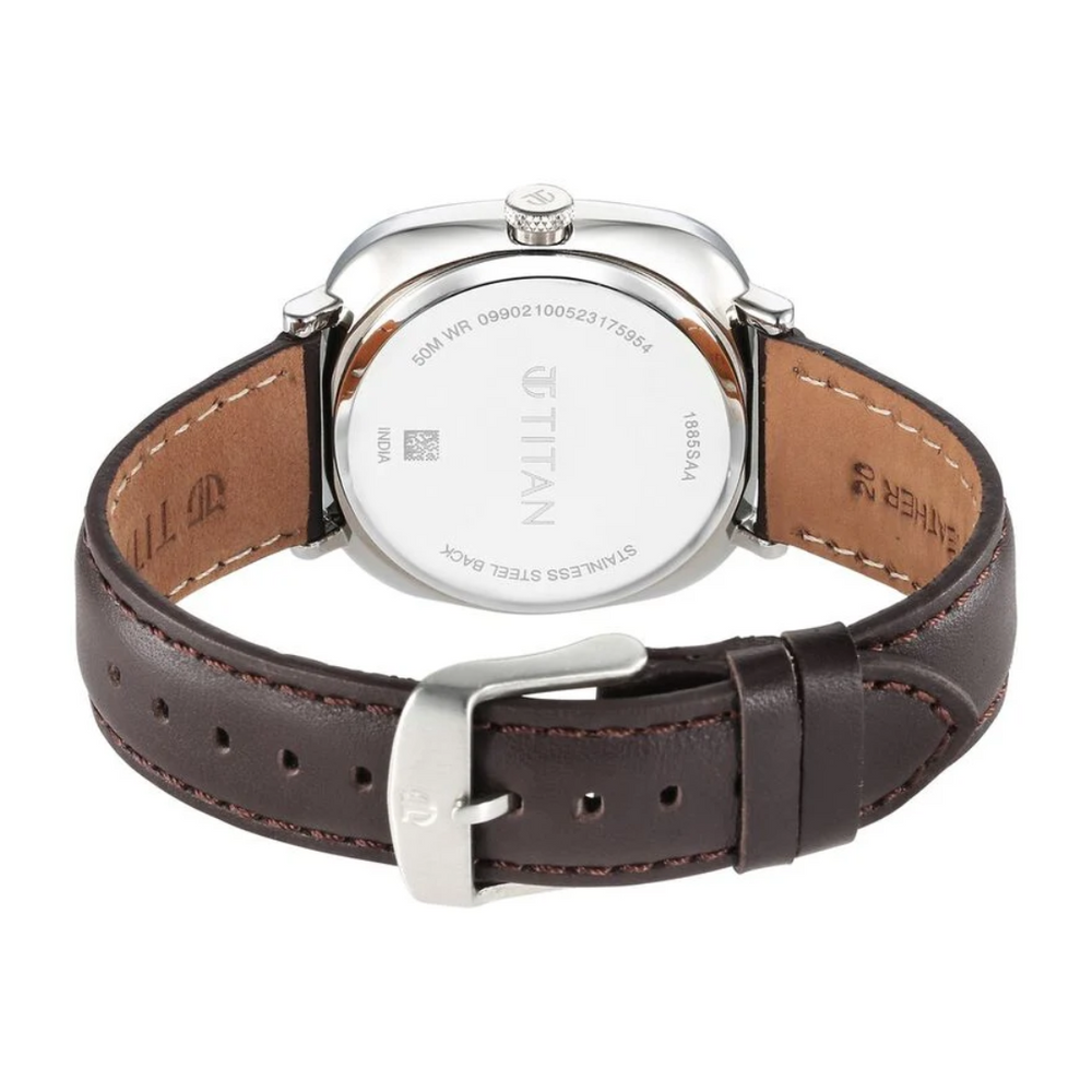 Titan Neo Curve Quartz Analog with Date With Date Blue Dial Brown Leather Strap Watch for Men 1885SL03 - KRISHNA WATCH COMPANY