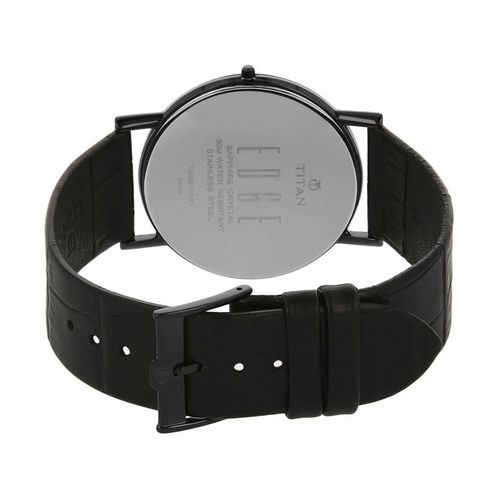 Titan Quartz Analog Black Dial Leather Strap Watch for Men 1595NL01 - KRISHNA WATCH COMPANY