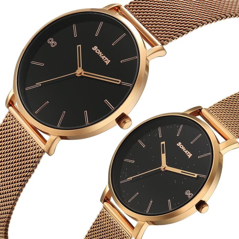 Sonata Soulmate Couple Analog Watch 7715087073WM01 - KRISHNA WATCH COMPANY