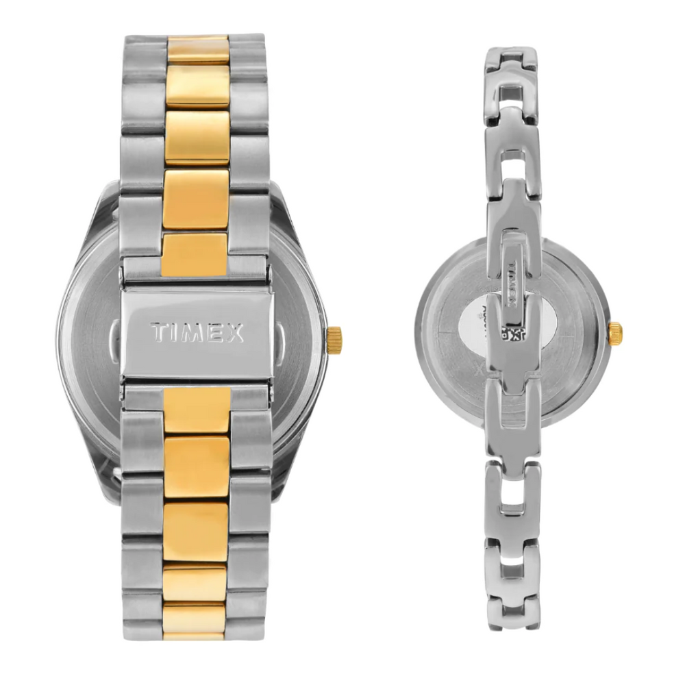 Timex Pairs Silver Round Analog Dial Watch - TW00PR308 - KRISHNA WATCH COMPANY
