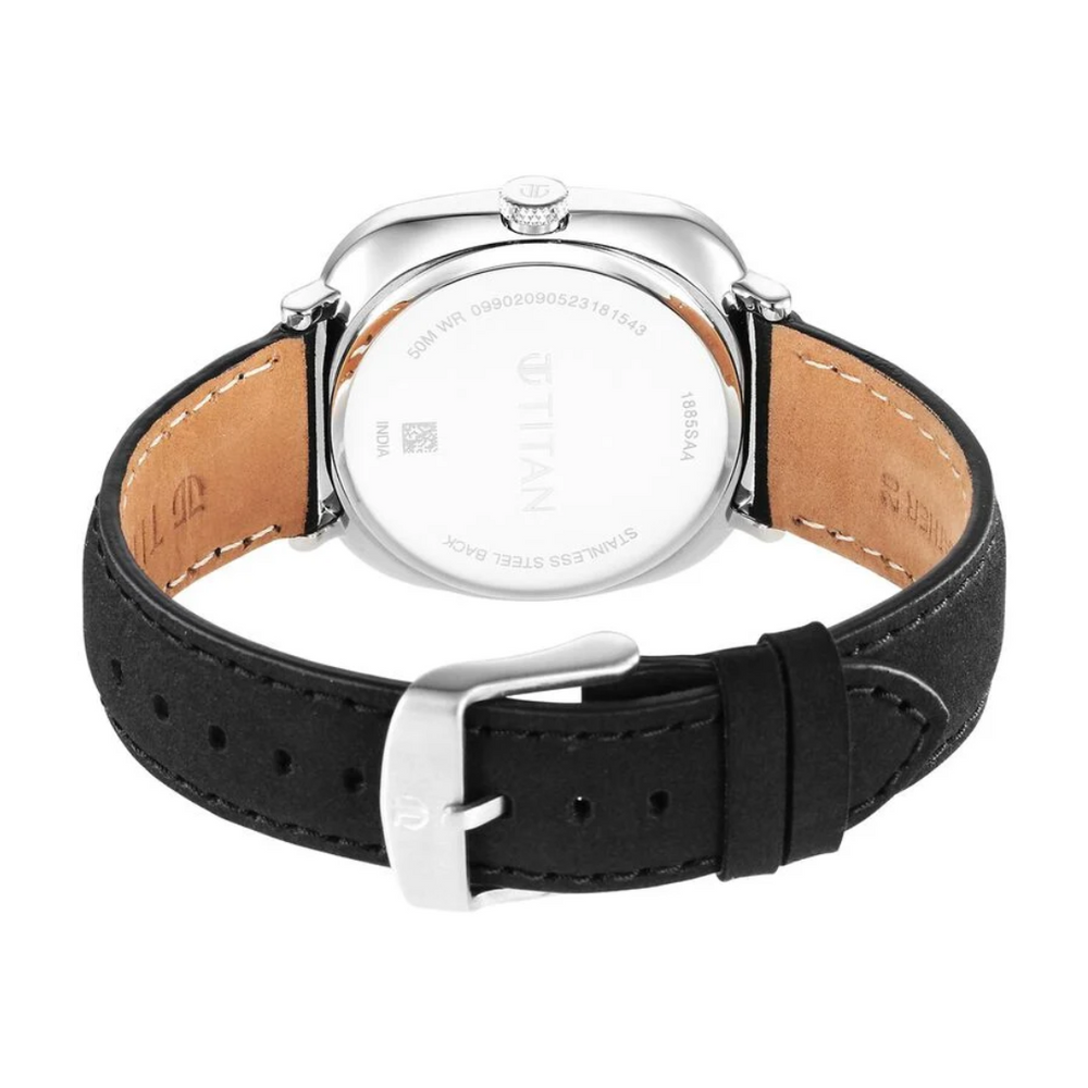 Titan Neo Curve Quartz Analog with Date Anthracite Dial Black Leather Strap Watch for Men 1885SL02 / NS1885SL02 - KRISHNA WATCH COMPANY